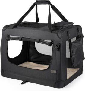 lionto Transportín para Perros Bolsa transportín para Perros Transportín Plegable Autobox Bolsa para Animales pequeños, (S) 50x34x36 cm Negro