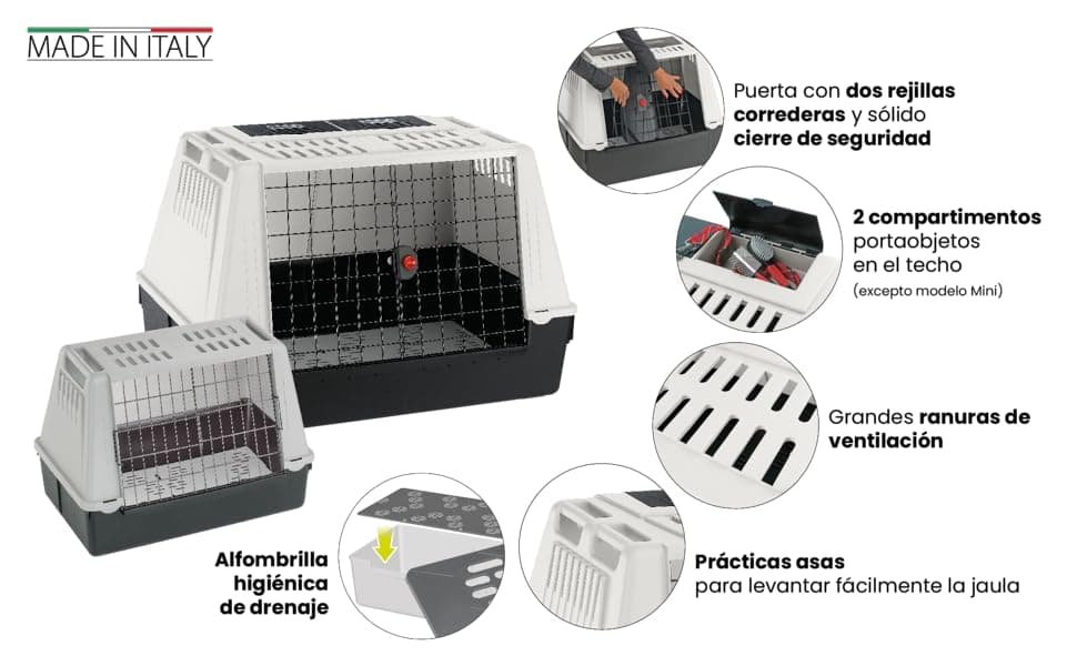 Ferplast Transportín para Perros para Automóvil Atlas Car Mini con Rejillas de ventilación, Alfombrilla de Drenaje incluida