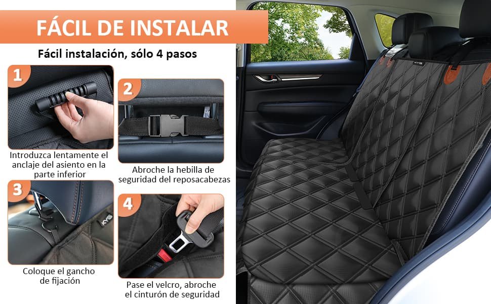 KYG Funda Antideslizante Protector para Mascotas, Perro y Niños Resistente al Agua Duradero Asiento Coche con 1 Cinturón de Seguridad Universal para Camión,SUV