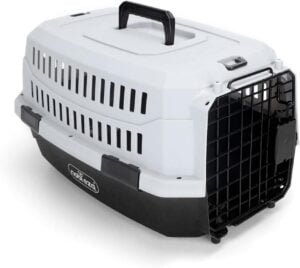 Nobleza Transportin Gato Perro Pequeño,Transporte Portátil y Transpirable para Mascotas,Transporte de Plástico para Perros,58 * 38.7 * 33CM,Negro & Gris