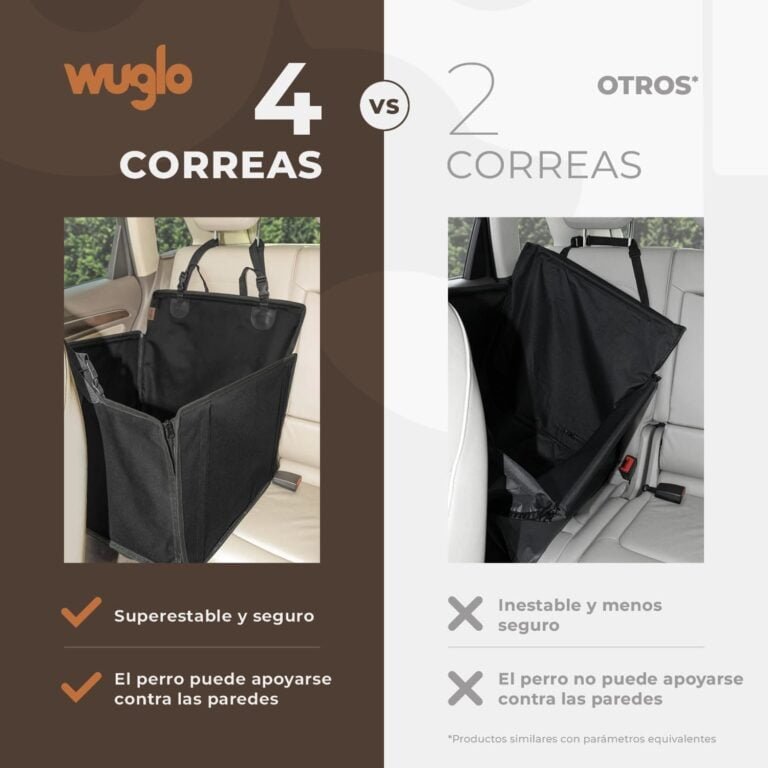 Asiento de Coche para Perro Extra Estable – Asiento Reforzado para Perros de tamaño Mediano con 4 Correas de sujeción, Robusto e Impermeable Asiento de Coche para Mascotas para Asiento Posterior