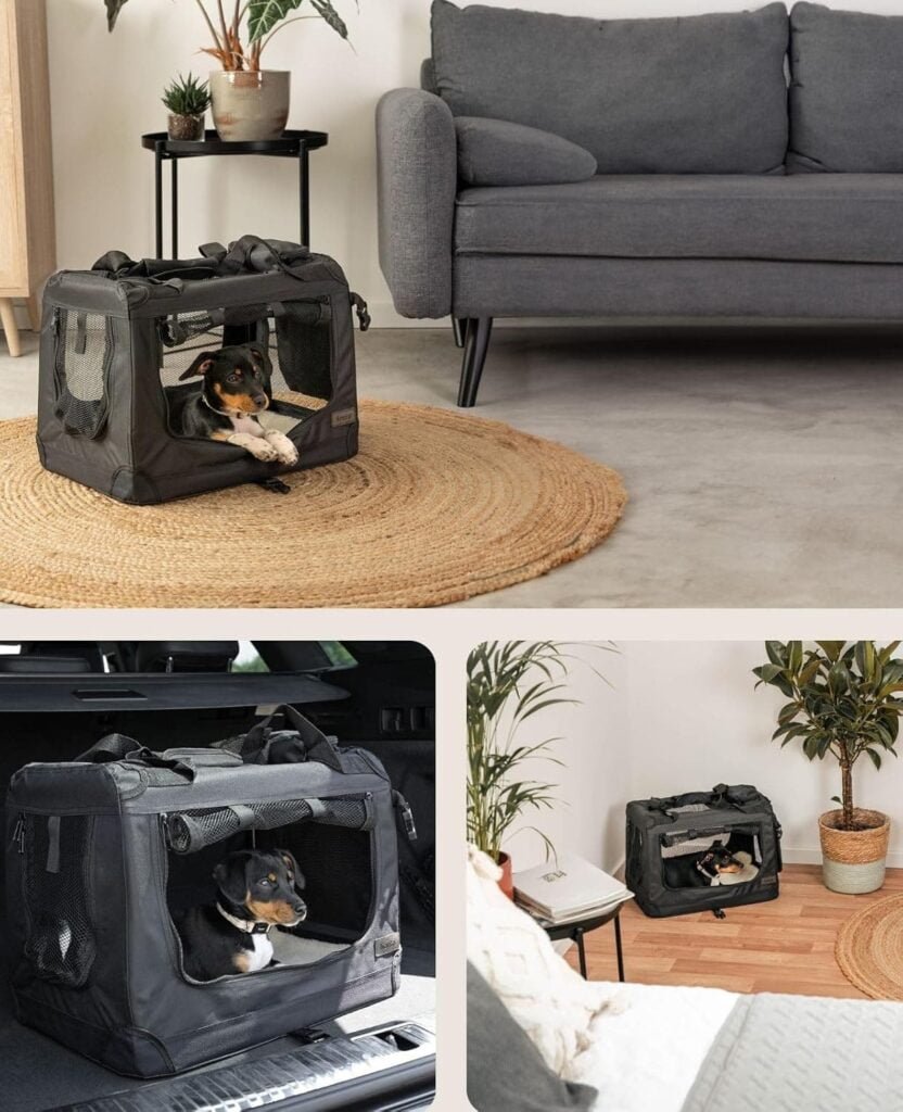 lionto Transportín para Perros Bolsa transportín para Perros Transportín Plegable Autobox Bolsa para Animales pequeños, (S) 50x34x36 cm Negro