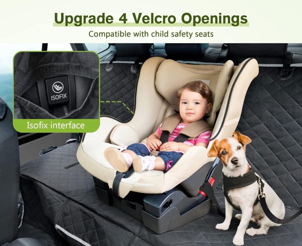 Pecute Funda Perros Coche, Funda de Asiento para Perros Impermeable y Resistente, Protector Coche Perros con Rejilla Flexible Pasar Aire, Universal para SUV, Camión, Transportar y Viaje (Negro)