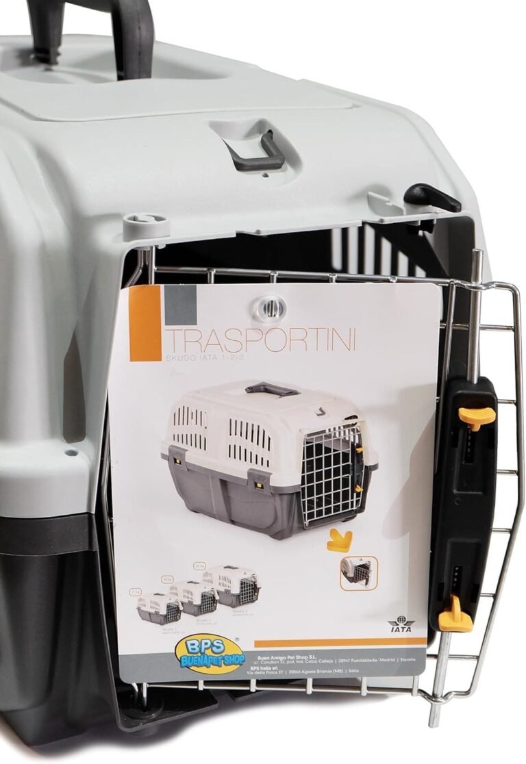 BPS (R) Transportín plástico para perros y gatos Mascota Caja de Transporte IATA 3 Tamaños para Elegir Color Gris/Gris Oscuro 60 * 40 * 39cm Tamaño L BPS-4142