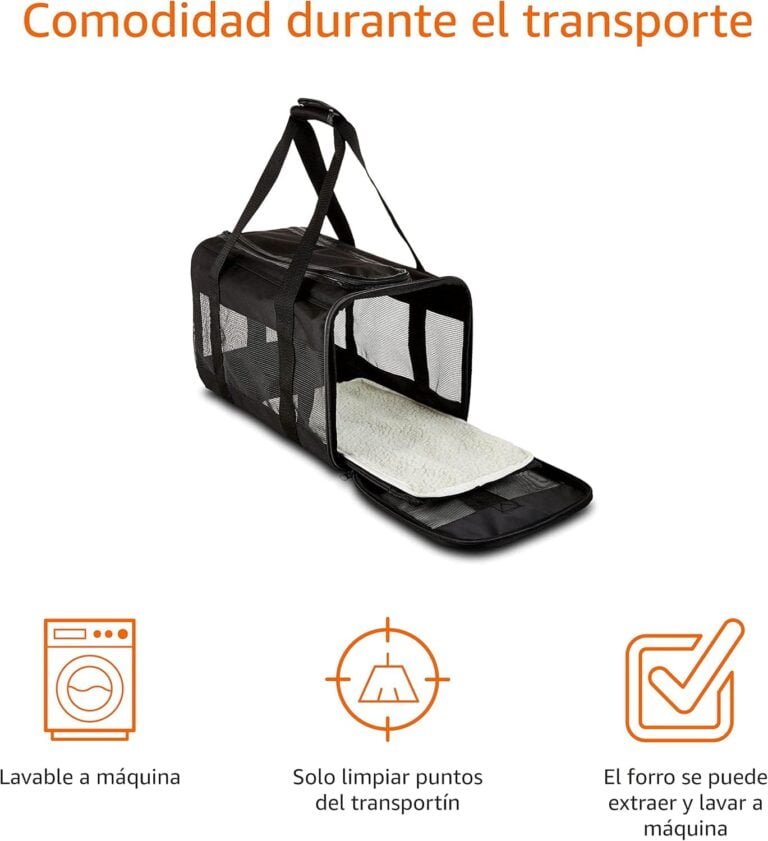 Amazon Basics Bolsa transportadora para mascotas Gato, Perro AMZSC-002 con lados blandos, M, 42 x 24 x 25 cm (L x An x Al), Negro