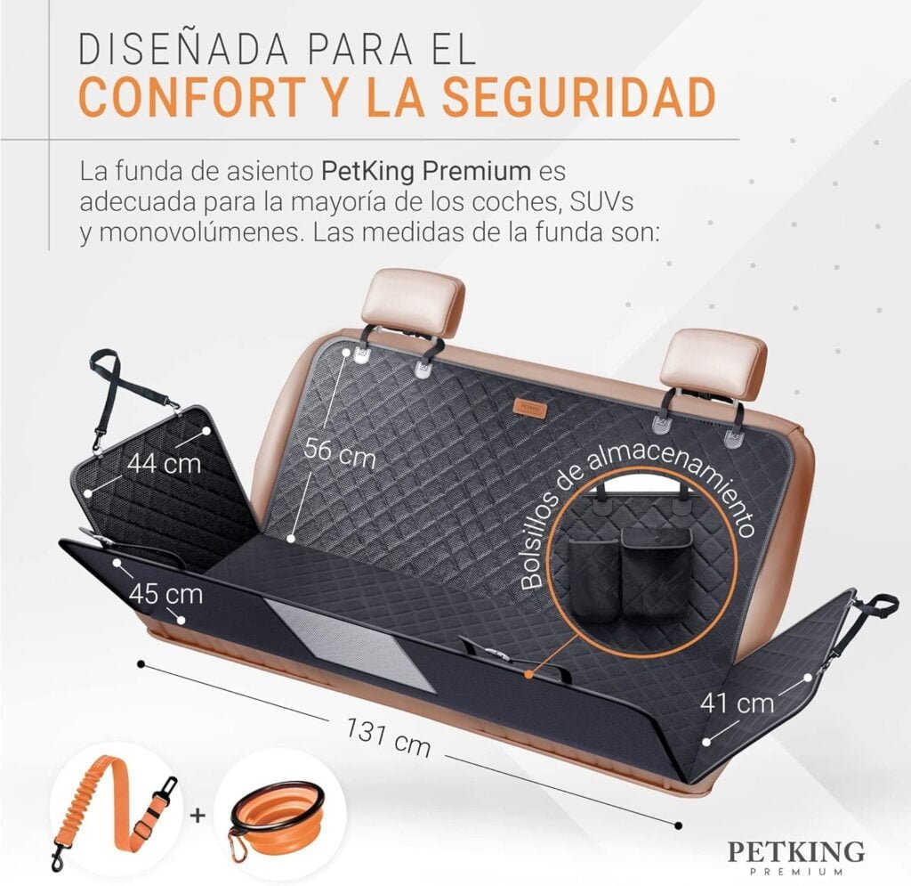 PetKing Premium Funda Coche Perro Asiento Trasero Cubre Asientos Coche Perro Protector Coche Perros Asiento Manta Cubreasientos Coche Perro Trasero Funda Protector Asiento para Perros