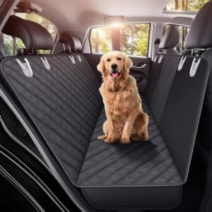 GXT Protector de Asiento Trasero para Perro, para Coches, SUV y Camiones, con Ventana de Malla, Material Antideslizante e Impermeable, Color Negro