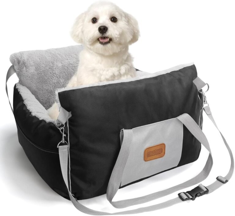 Nobleza Asiento de Coche para Perros Pequeños, Asiento Elevador para Perros con Cojín Reversible y Bolsa de Almacenamiento, Cama Perro Coche Lavable, Adecuada para Uso en Invierno, L58×W56×H33cm