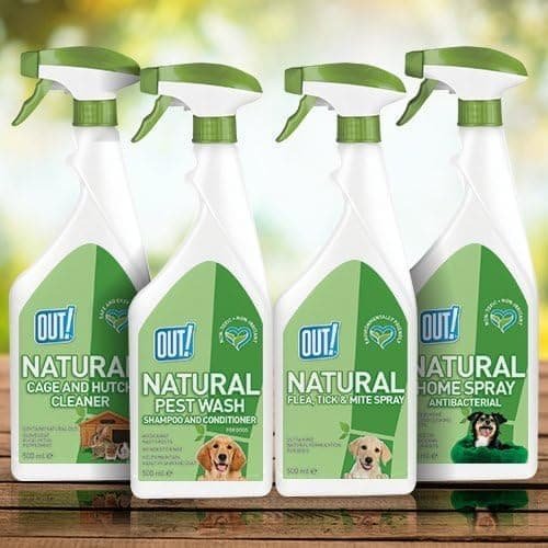 OUT! Spray natural contra pulgas, garrapatas y ácaros para perros, 500 ml