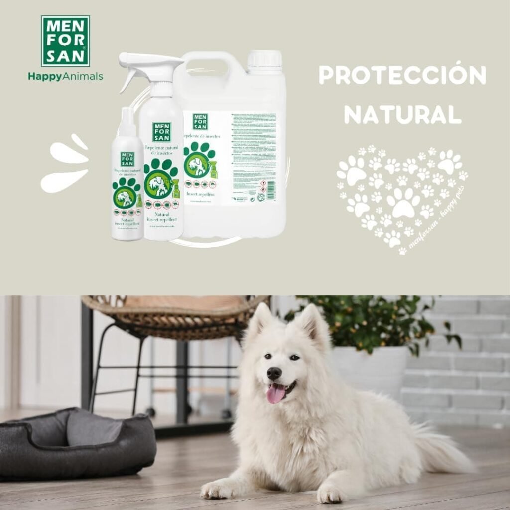 MENFORSAN- Repelente Natural de Insectos con citronela Perros, 500ml