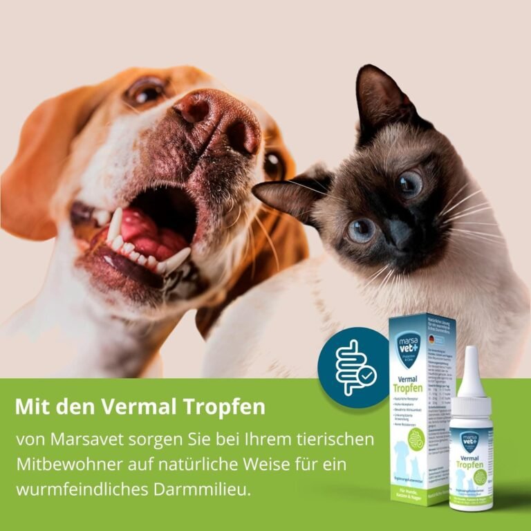Marsavet+ Vermal Gotas 50 ml – Solución Natural para un Entorno intestinal desfavorable a los Gusanos, Ayuda contra giardia, remedio para Perros, Gatos y roedores