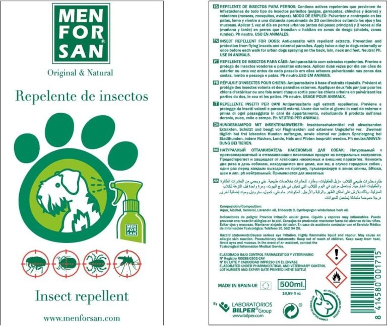 MENFORSAN- Repelente Natural de Insectos con citronela Perros, 500ml