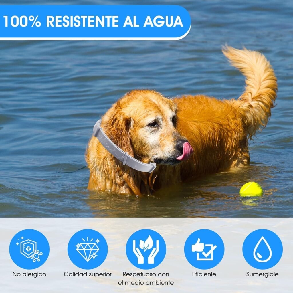 Collar Antiparasitos Perros Natural Repelente Frente a Pulgas,Garrapatas y Mosquitos,Tamaño Ajustable e Impermeable para Mascota Pequeño Mediano Grandes