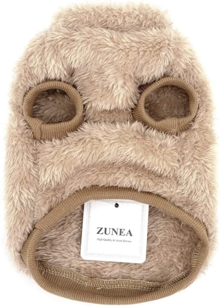 Zunea Abrigo Chaqueta para Perros Pequeños Invierno Ropa de Forro Polar Cálida Suave Mullida Jerséis para Cachorros con Anillo en D para Arnés Correa Ropa para Mascotas Chihuahua Gatos Marrón S