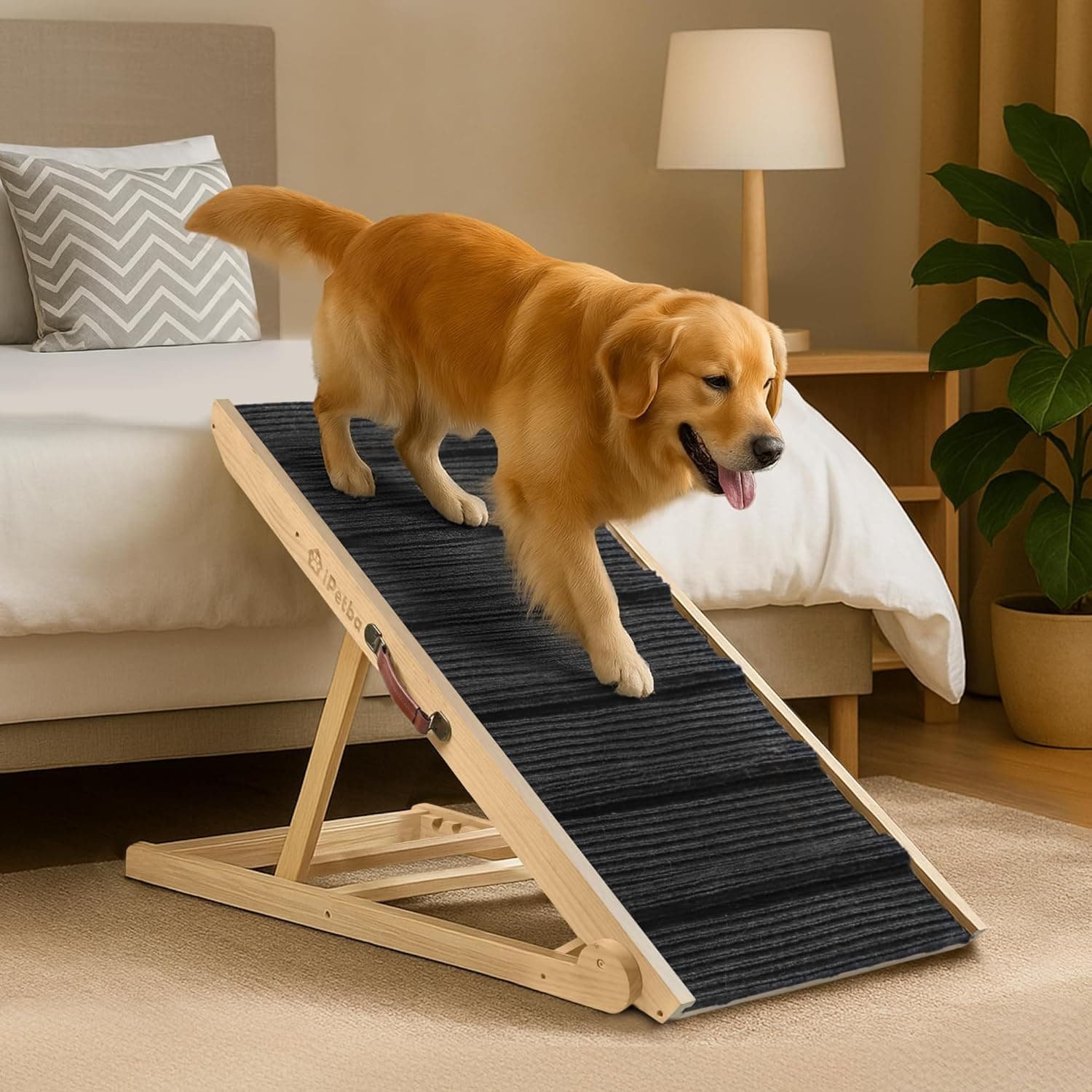 iPetba Rampa para Perros pequeños o Grandes Escalera para Perros para Cama y Sofá Plegable y Ajustable 60 cm, hasta 90 kg
