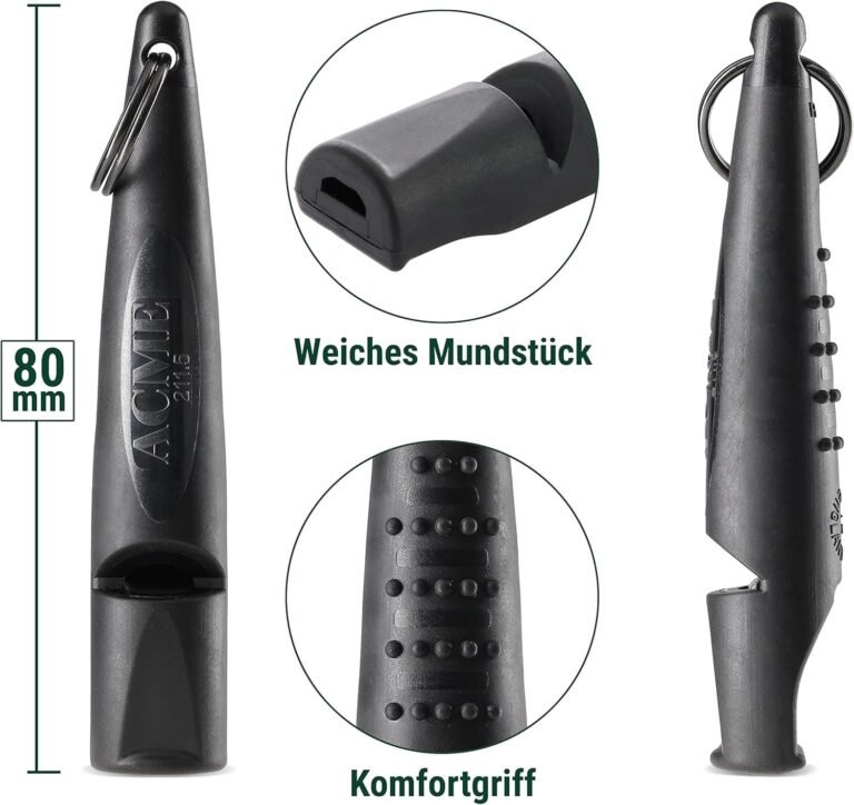 ACME Silbato para Perros n.º 211,5 (actualización de 2023) con Banda de Silbato en Negro Mate | Alpha | Ideal para la devolución de Llamada | Gran Alcance | frecuencia estandarizada (Negro)