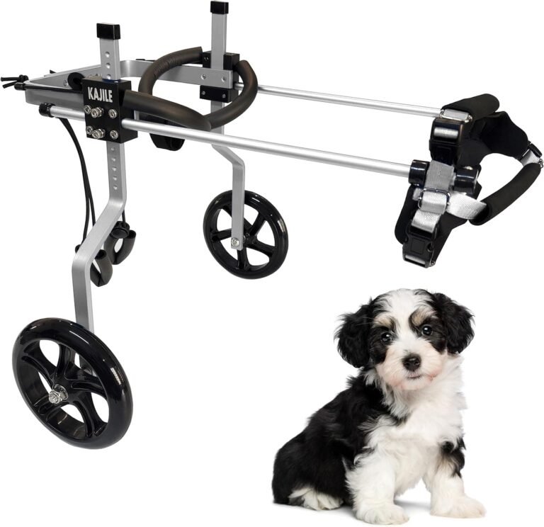 KAJILE Silla de Ruedas ajustanble de 2 Ruedas Para Perros Pequeños,Tamaño XXXS-3 Rara La Rehabilitación de las patas traseras